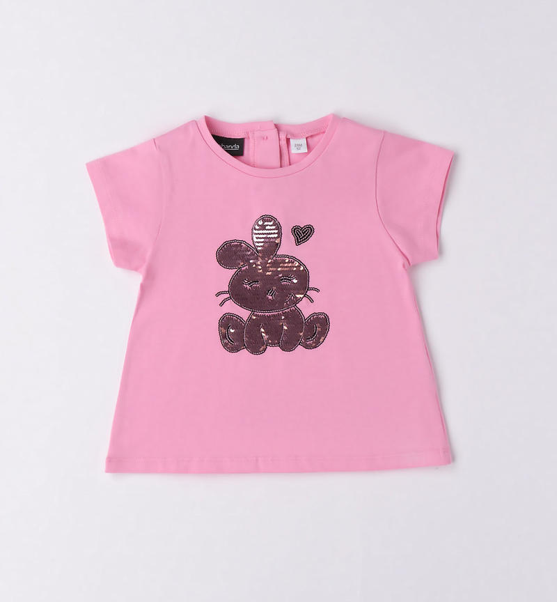 T-shirt coniglietto paillettes bambina da 12 mesi a 8 anni Sarabanda ROSA-2414