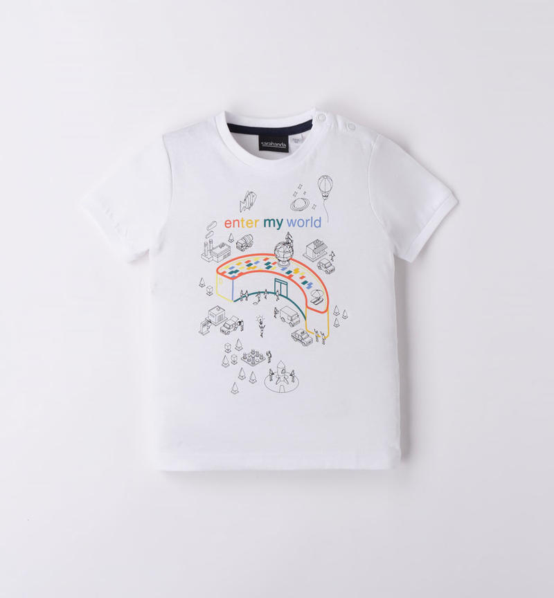 T-shirt jersey 100% cotone bambino da 9 mesi a 8 anni Sarabanda BIANCO-0113