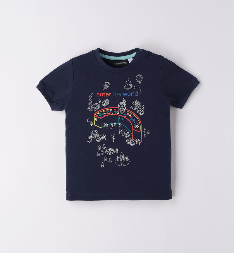 T-shirt jersey 100% cotone bambino da 9 mesi a 8 anni Sarabanda NAVY-3854
