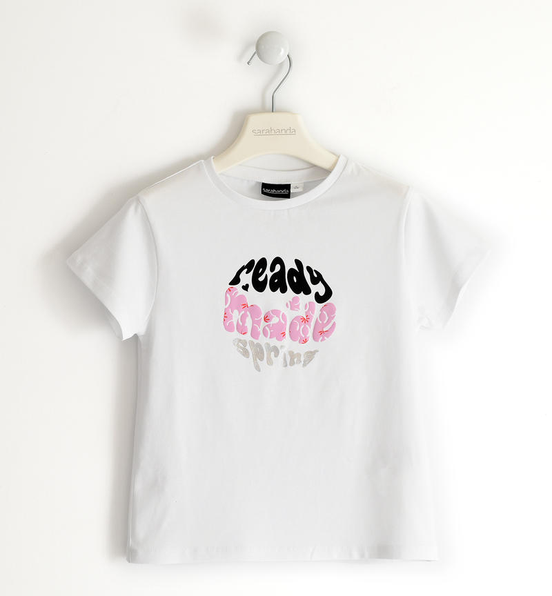 T-shirt ragazza stampa colorata da 8 a 16 anni Sarabanda BIANCO-0113