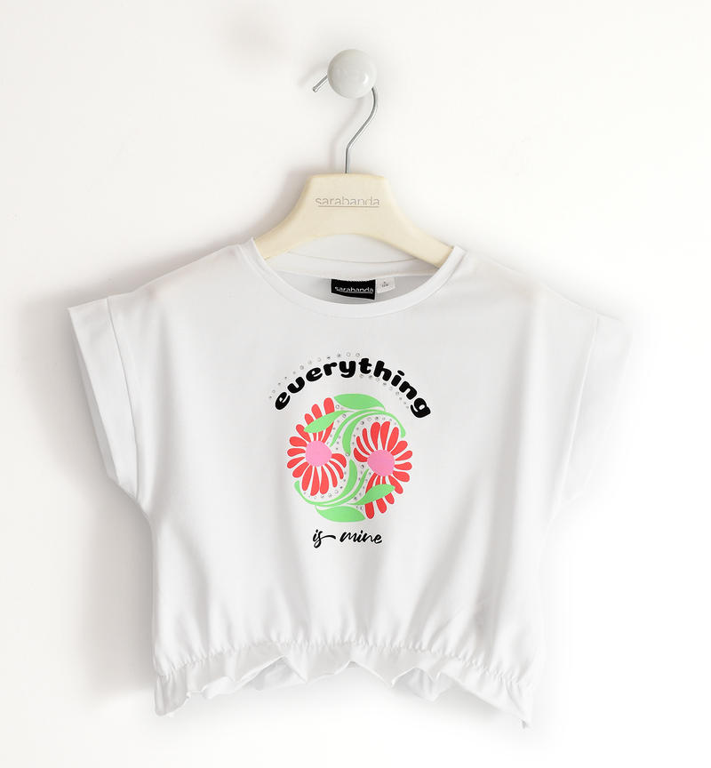 T-shirt ragazza stampe varie da 8 a 16 anni Sarabanda BIANCO-0113