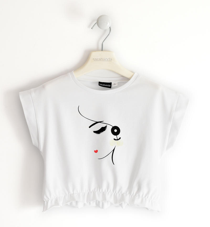 T-shirt ragazza stampe varie da 8 a 16 anni Sarabanda BIANCO-NERO-8057