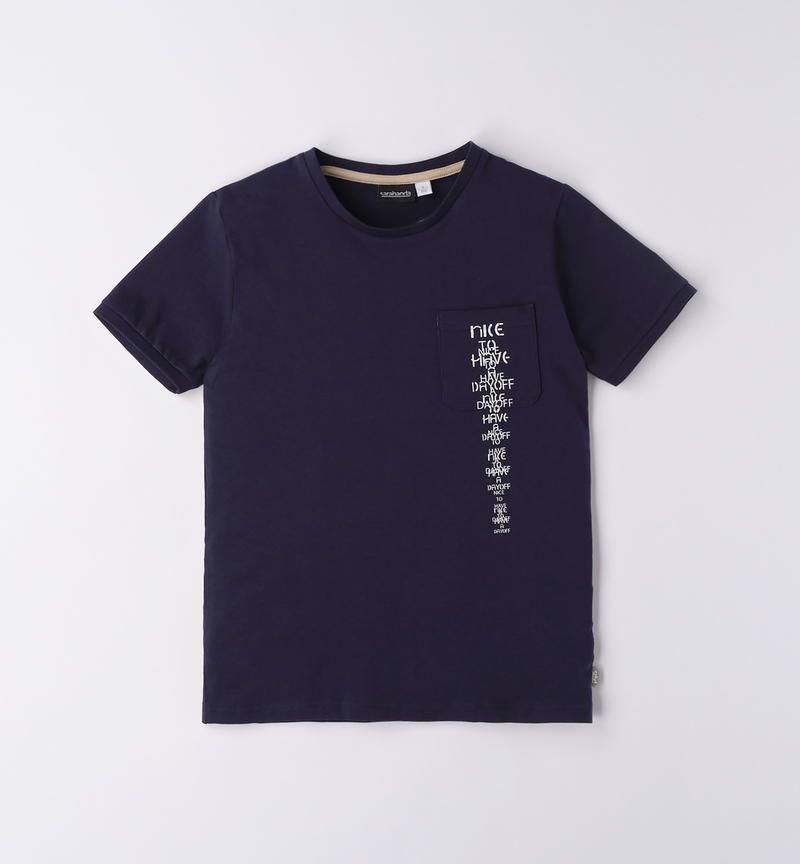 T-shirt ragazzo con taschino da 8 a 16 anni Sarabanda NAVY-3854