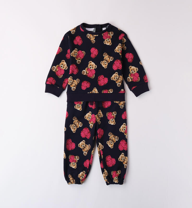 All-over bear tracksuit for girls NAVY-BORDEAUX-6AUV