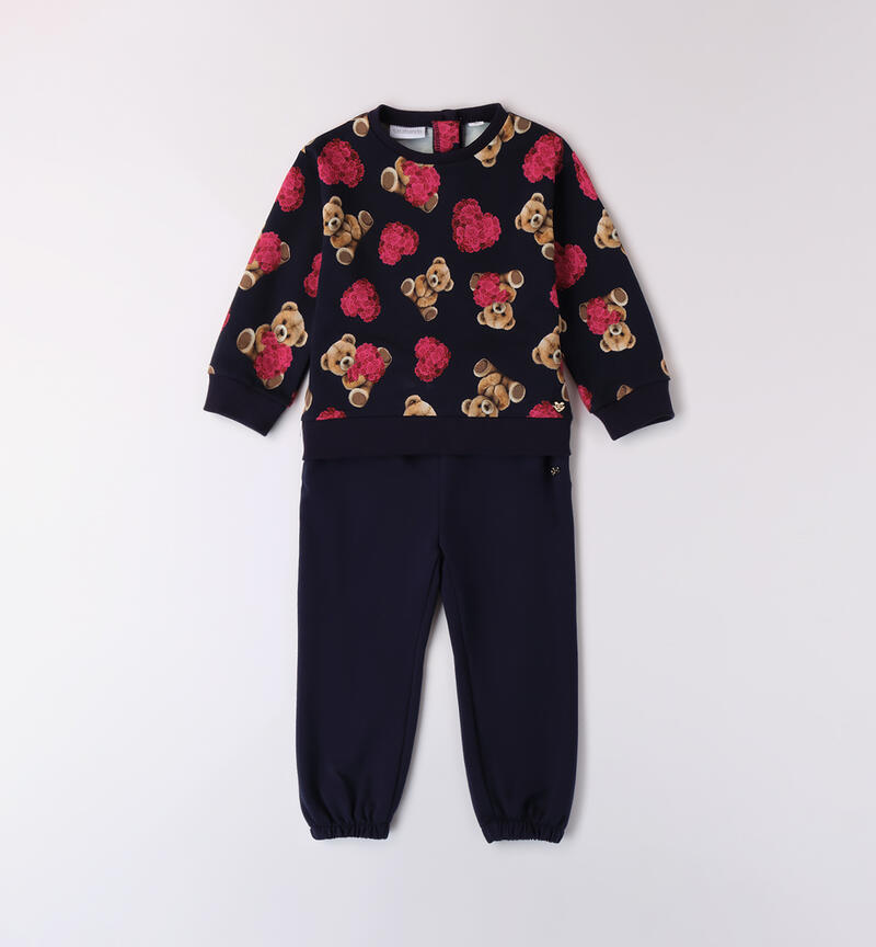 All-over bear tracksuit for girls NAVY-3854