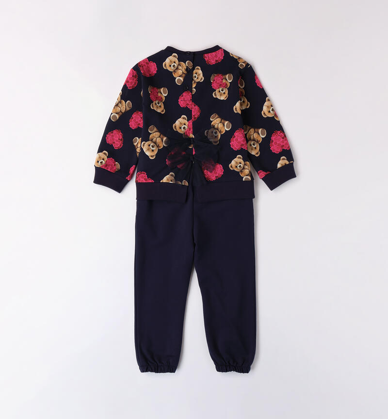 All-over bear tracksuit for girls NAVY-3854