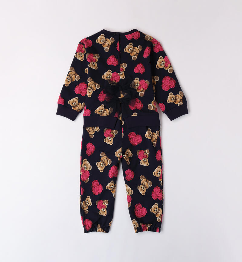 All-over bear tracksuit for girls NAVY-BORDEAUX-6AUV