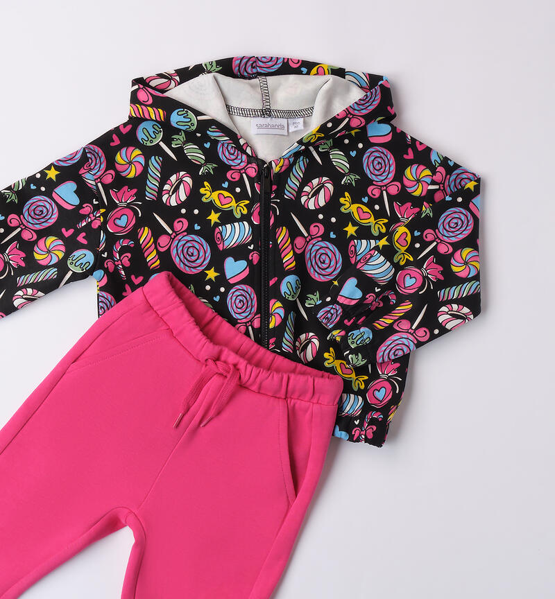 All-over print tracksuit for girls NERO-MULTICOLOR-6ATP