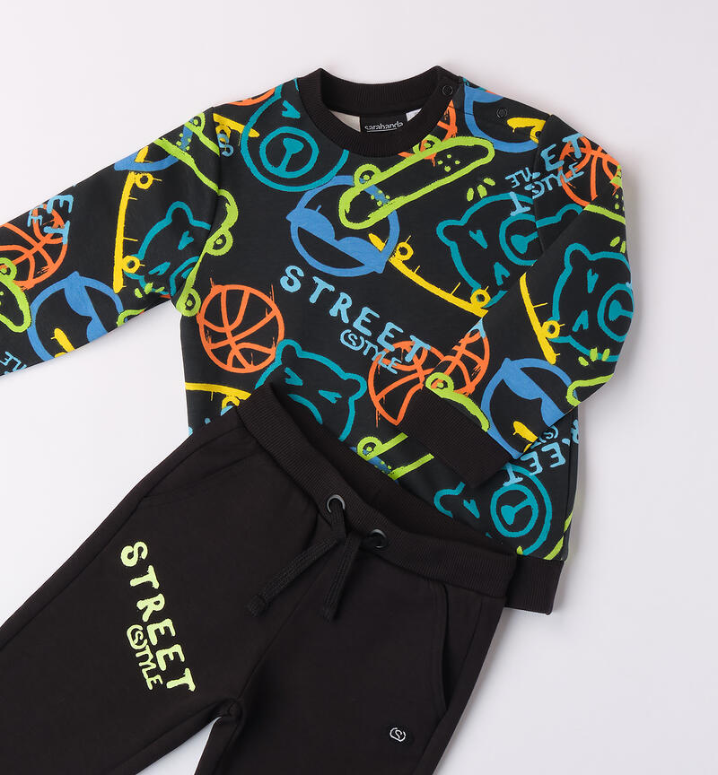 Boy's tracksuit with prints NERO-MULTICOLOR-6ATE