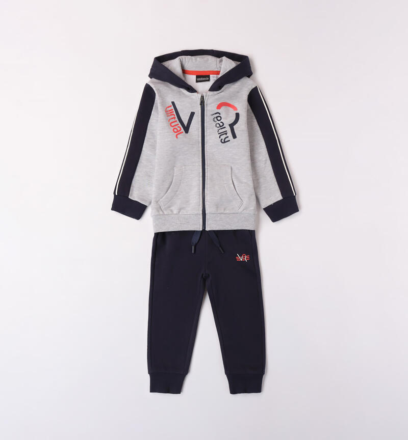 Sarabanda boys' zipped tracksuit for boys from 9 months to 8 years GRIGIO MELANGE-8992