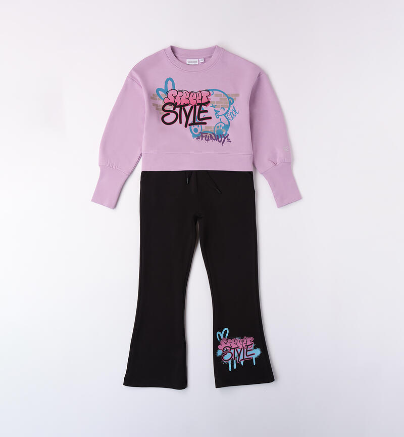 Tracksuit with prints for girls LILAC-3323