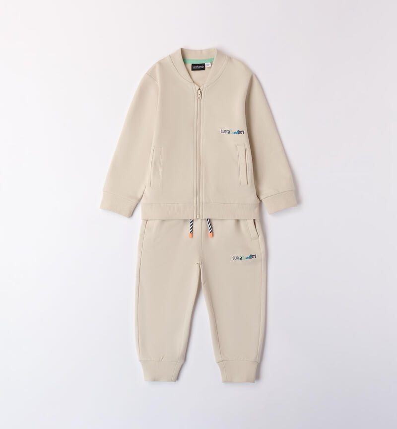 Boys' two-piece tracksuit BEIGE-0433