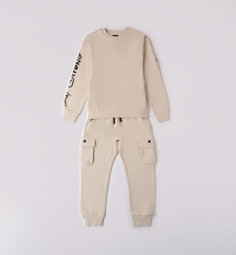 100% cotton tracksuit for boys BEIGE-0433