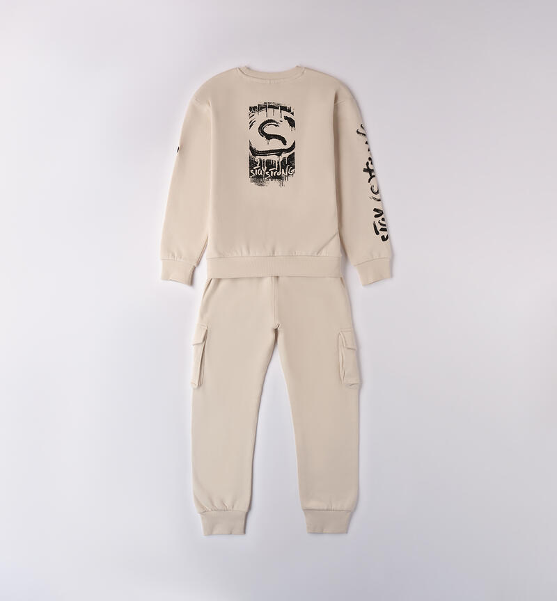 100% cotton tracksuit for boys BEIGE-0433