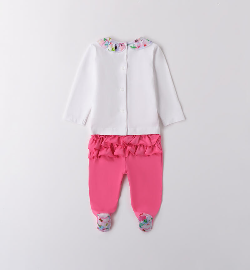 Baby girl two-piece onesie BIANCO-0113