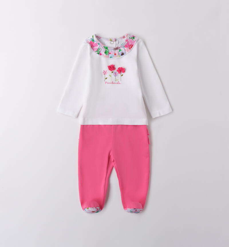 Baby girl two-piece onesie BIANCO-0113