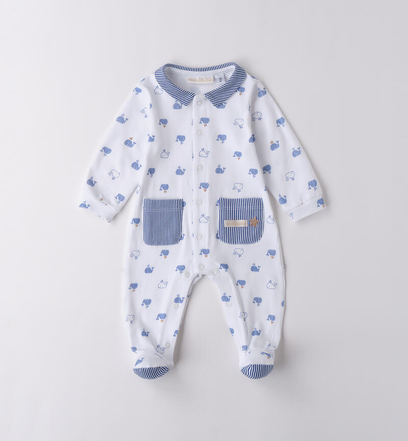 Baby cotton onesie BIANCO-ROYAL-6BES