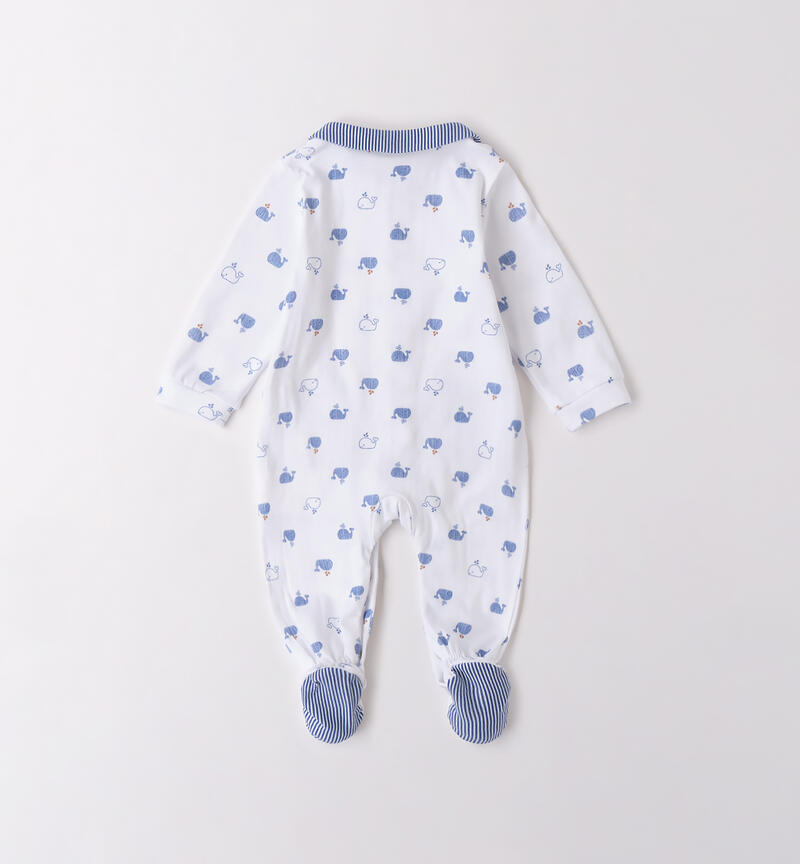 Tutina cotone neonato BIANCO-ROYAL-6BES