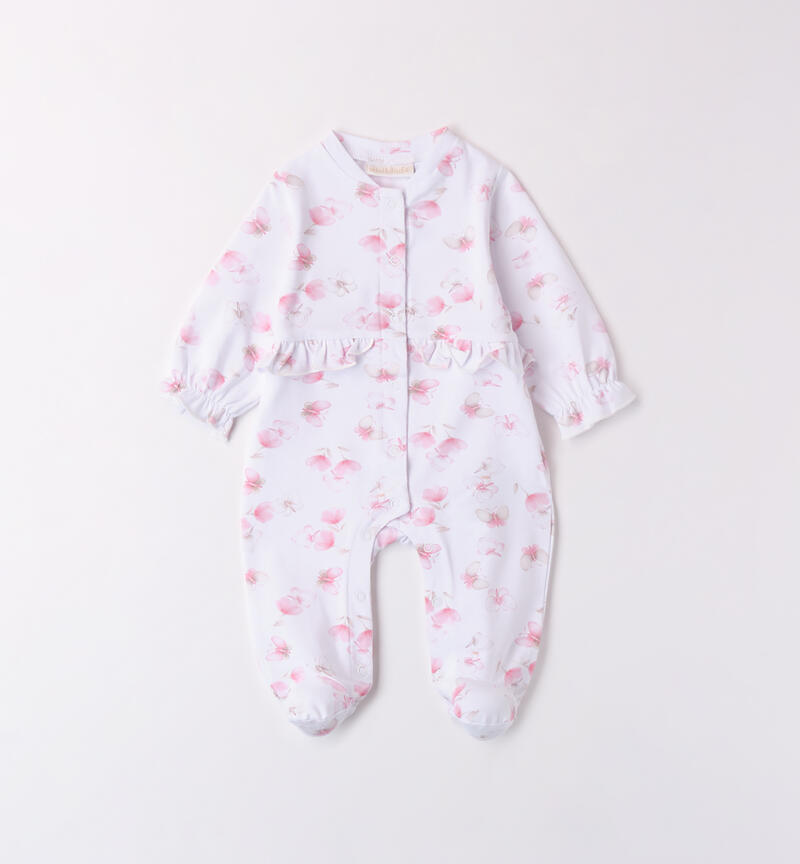 Baby girl summer onesie BIANCO-ROSA-6BFH