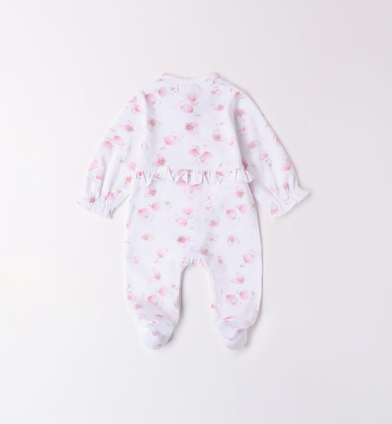 Baby girl summer onesie BIANCO-ROSA-6BFH