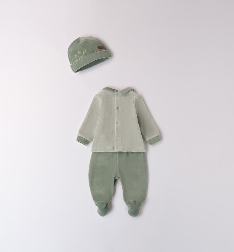 Chenille jumpsuit for baby VERDE SALVIA-4817