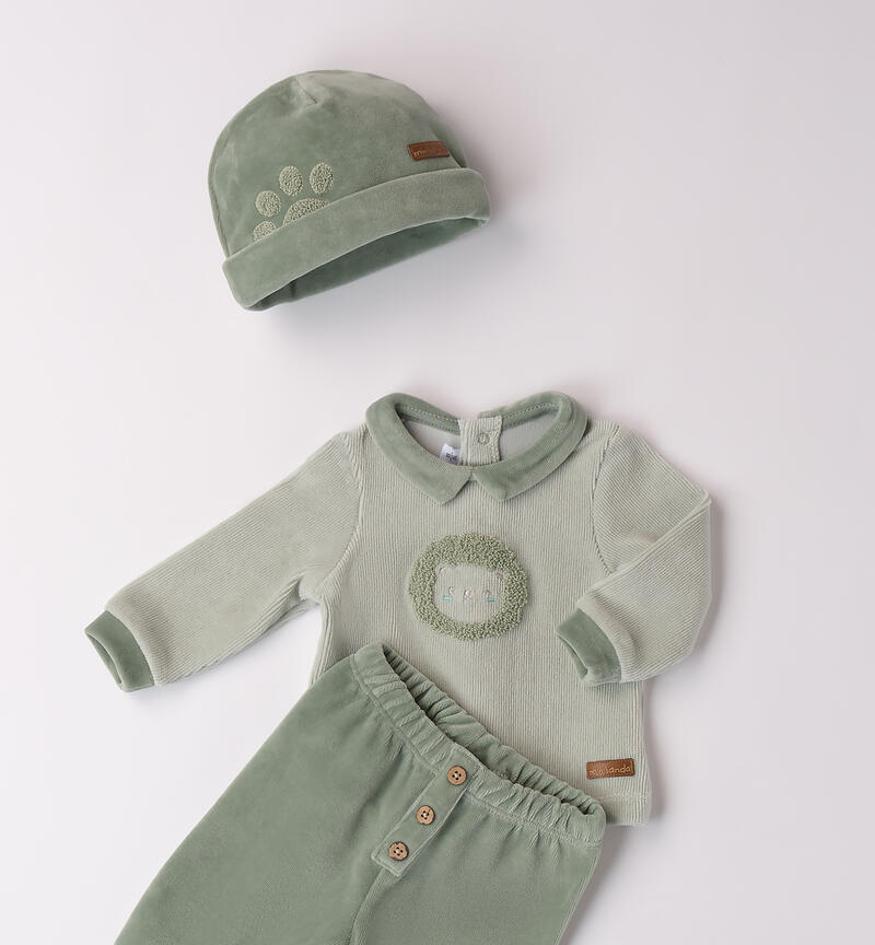 Chenille jumpsuit for baby VERDE SALVIA-4817