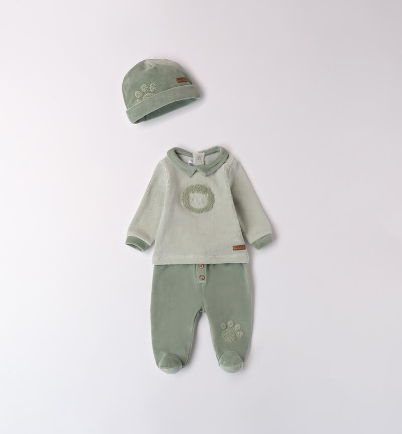 Tutina in ciniglia neonato
 VERDE SALVIA-4817