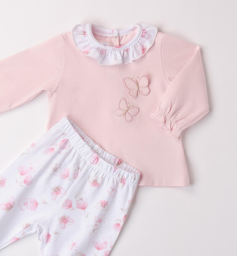 Baby girl two-piece onesie PINK-2714