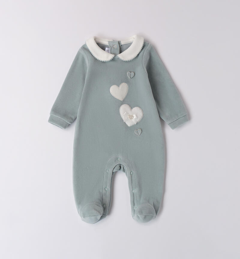 Chenille jumpsuit for baby girl L.GREEN-4136