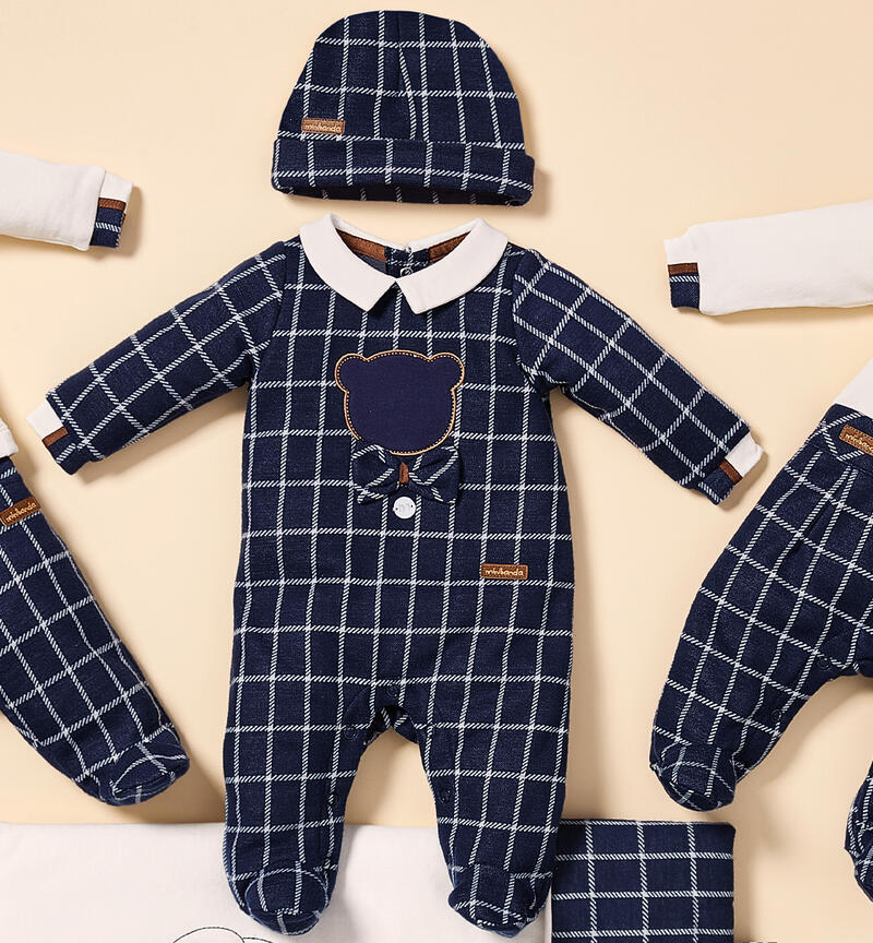 Plaid jumpsuit for baby boy NAVY-3558