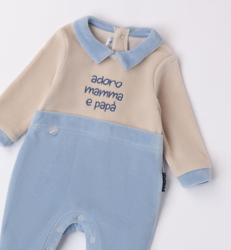 Jumpsuit with writing for baby boy L.BLUE-3964