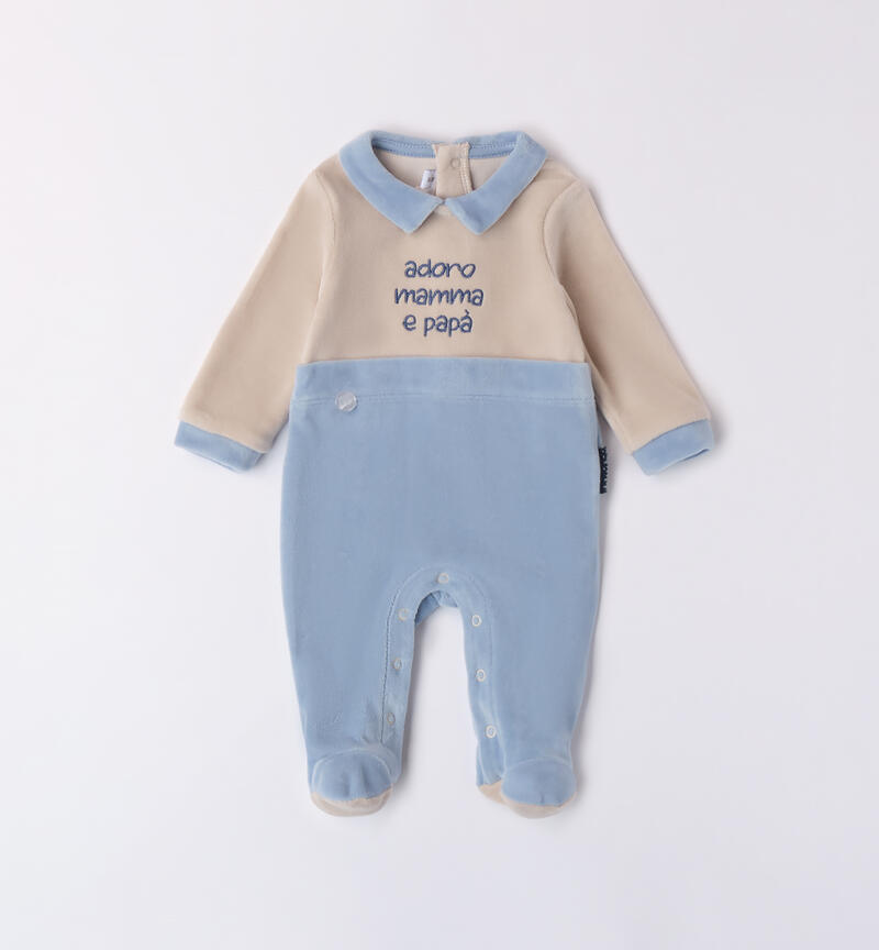 Jumpsuit with writing for baby boy L.BLUE-3964