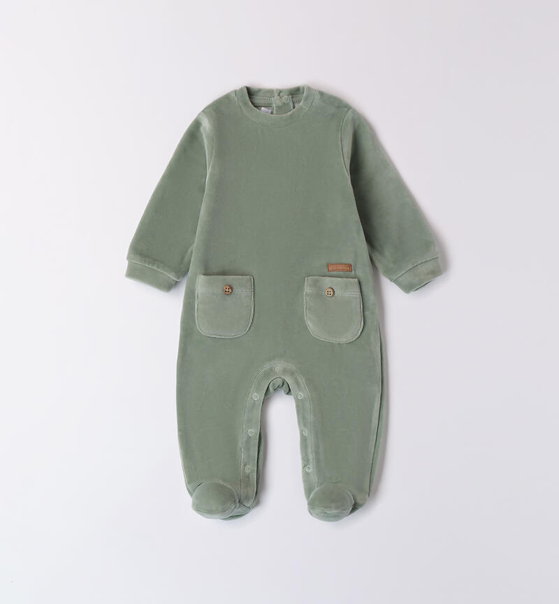 Jumpsuit with pockets for baby boy VERDE SALVIA-4231