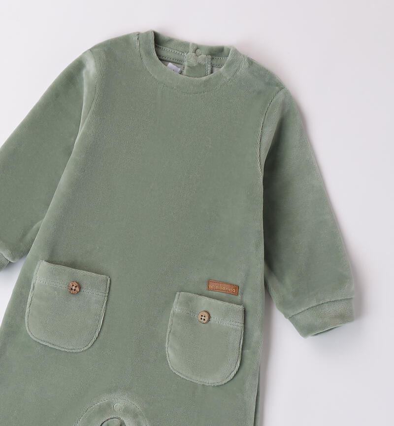 Jumpsuit with pockets for baby boy VERDE SALVIA-4231