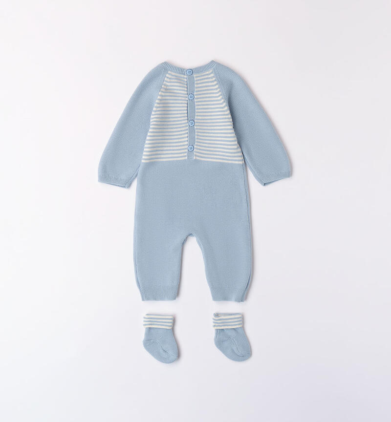 Tutina neonato in tricot AZZURRO-3862