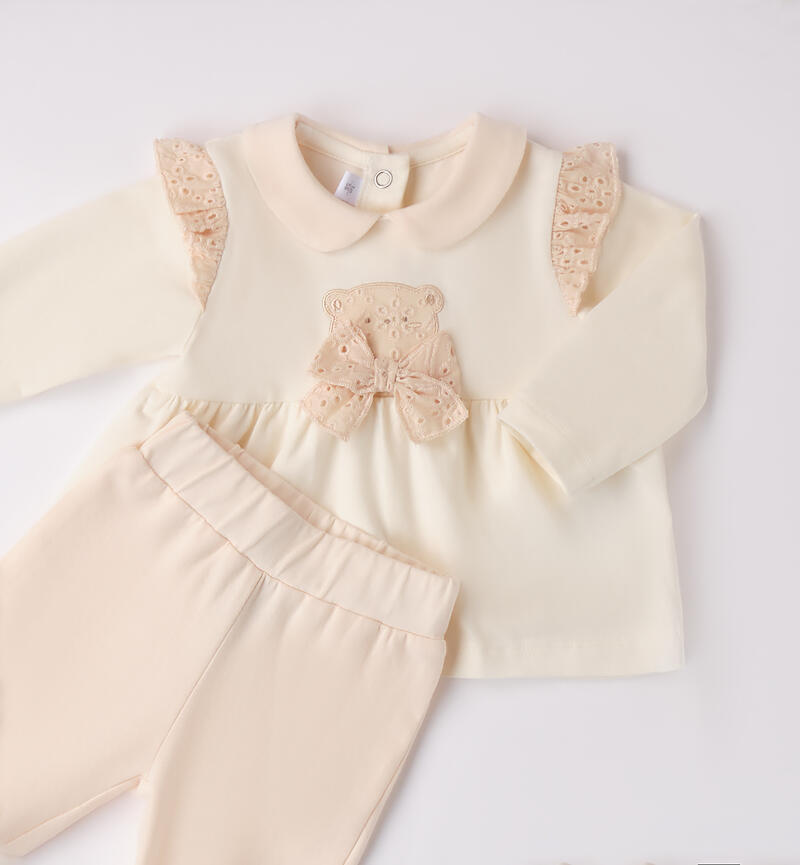 Two-piece outfit for baby girls BEIGE-1033