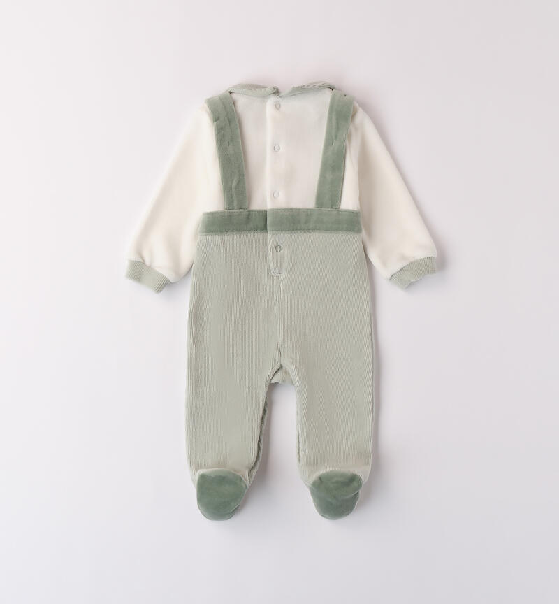 Overall jumpsuit for baby boy VERDE SALVIA-4817