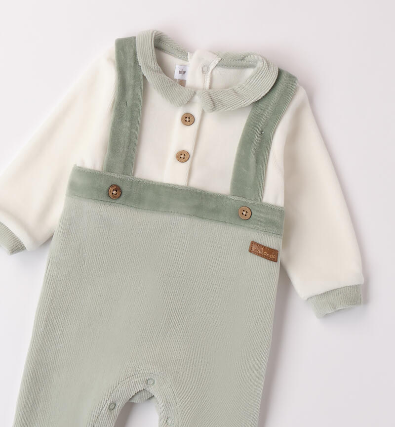 Overall jumpsuit for baby boy VERDE SALVIA-4817