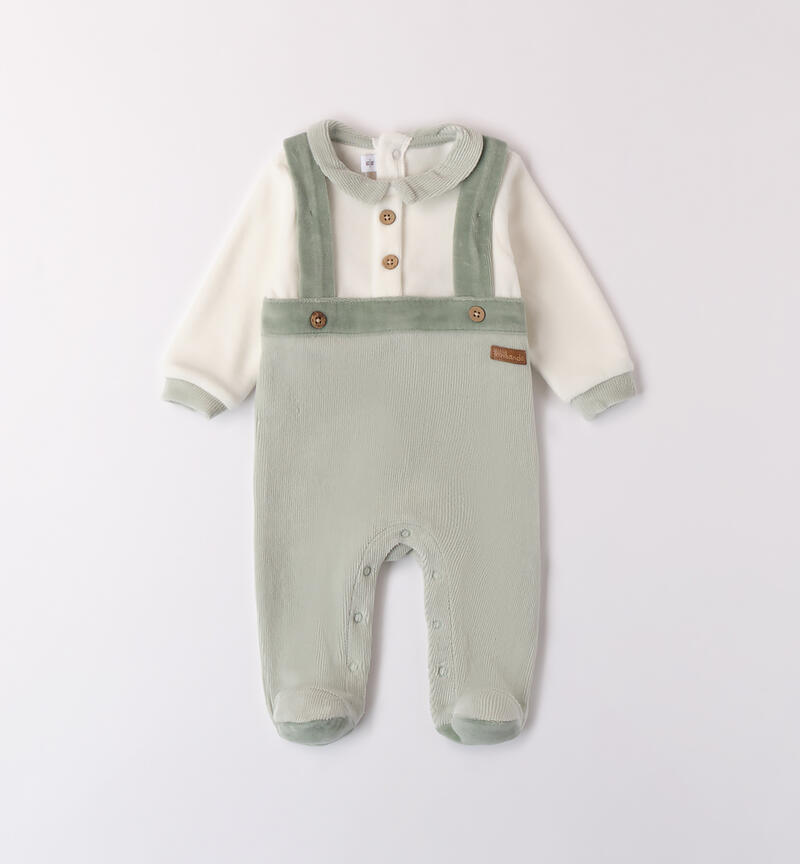 Overall jumpsuit for baby boy VERDE SALVIA-4817