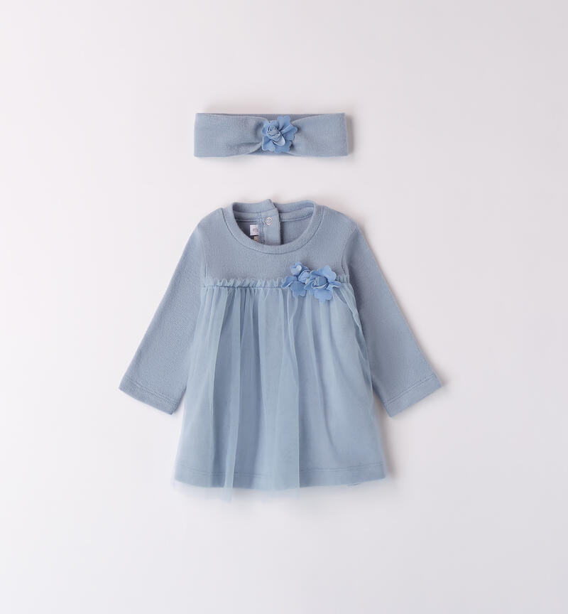 Baptism dress for baby girl L.BLUE-3964