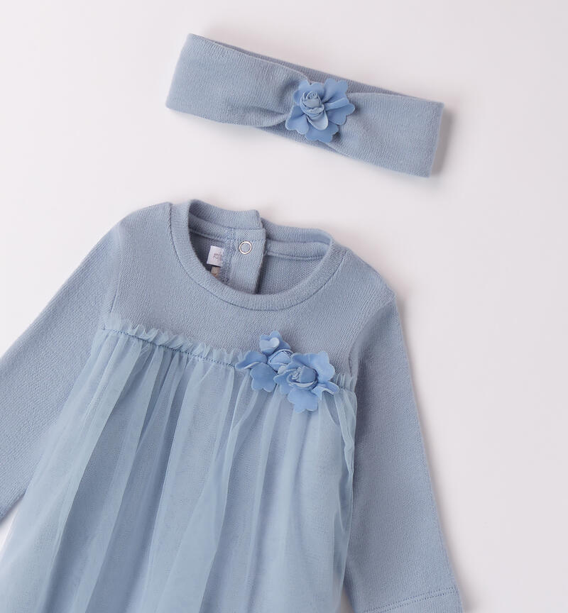 Baptism dress for baby girl L.BLUE-3964