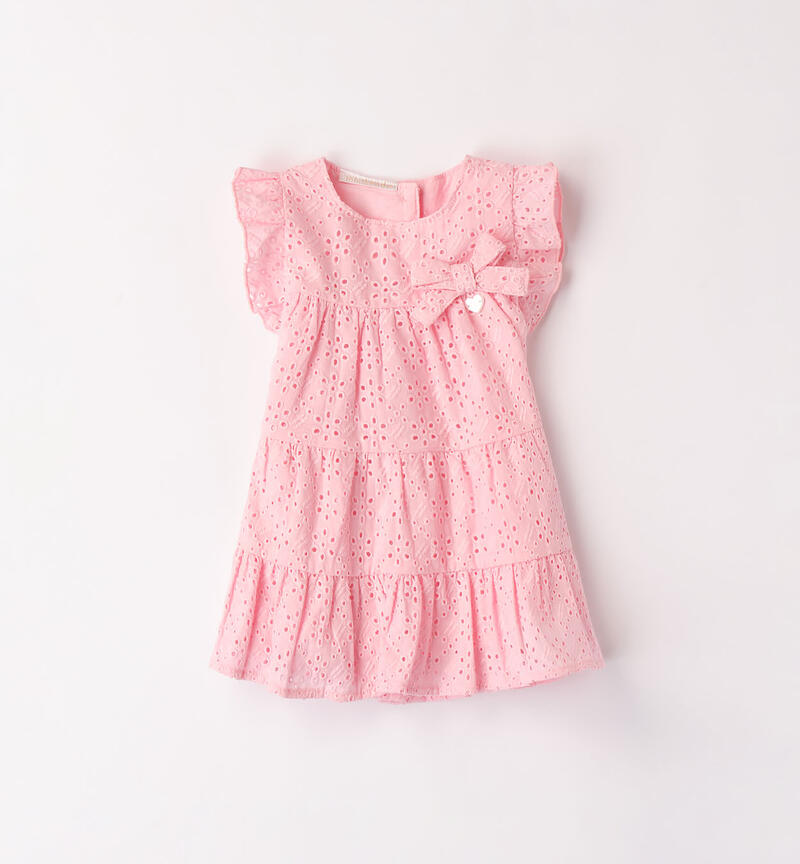 Girls' dress in broderie anglaise LT.PINK-2732