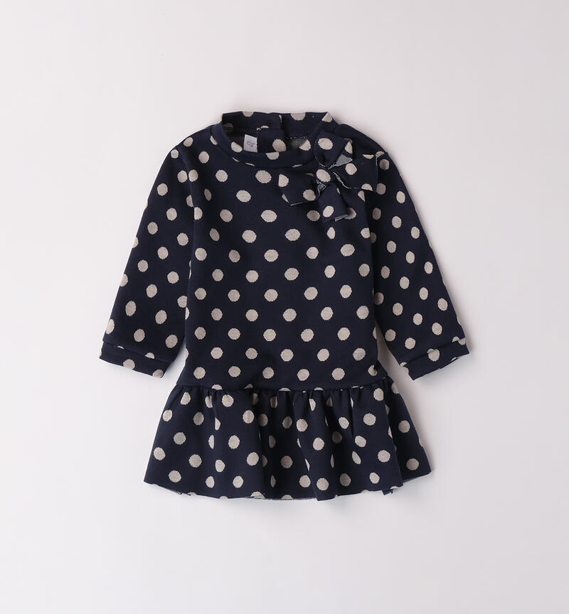 Polka dot dress for baby girl NAVY-3558