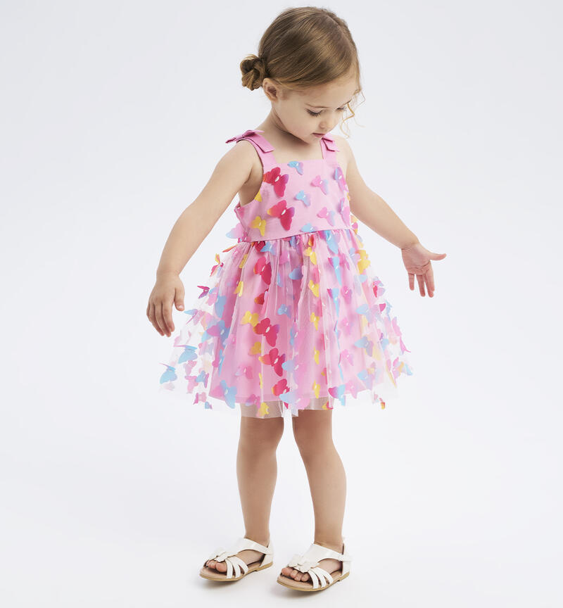 Girls' dress in tulle BIANCO-MULTICOLOR-8438